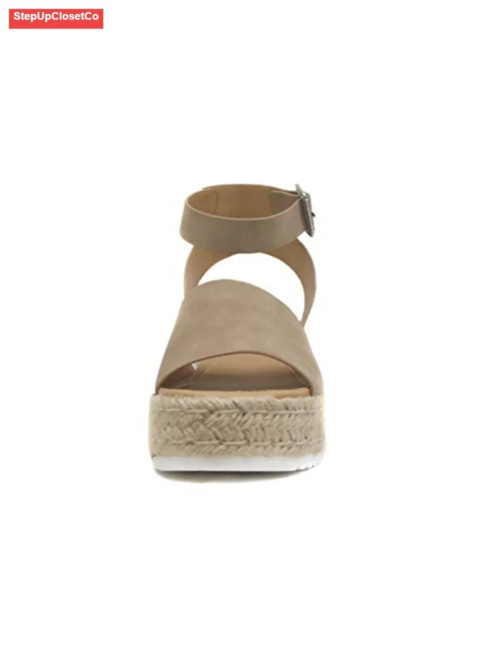 Open Toe Buckle Ankle Strap Espadrilles Flatform Wedge Sandal